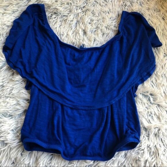 LF. Emma & Sam blue crop top shirt size small - Picture 2 of 5